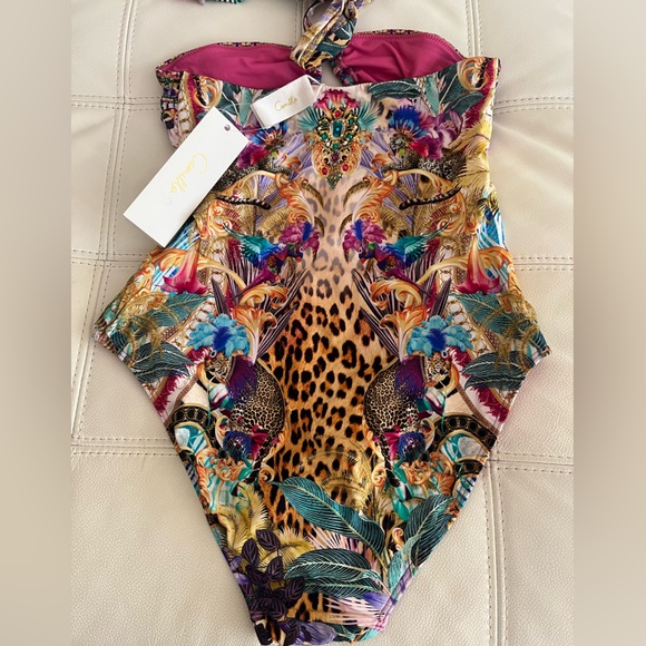 NWT $429 Camilla Mergorou Bandeau one Piece Ring Trim Size S Crystal Leopard - Picture 9 of 15